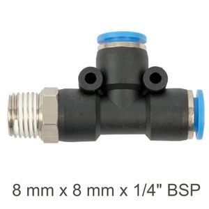 Pu Hose Fitting Tee 8mm X 8mm X 1/4'm